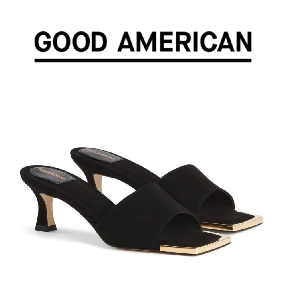 Good American - The Standout Square Toe Slide - Black - Size 8